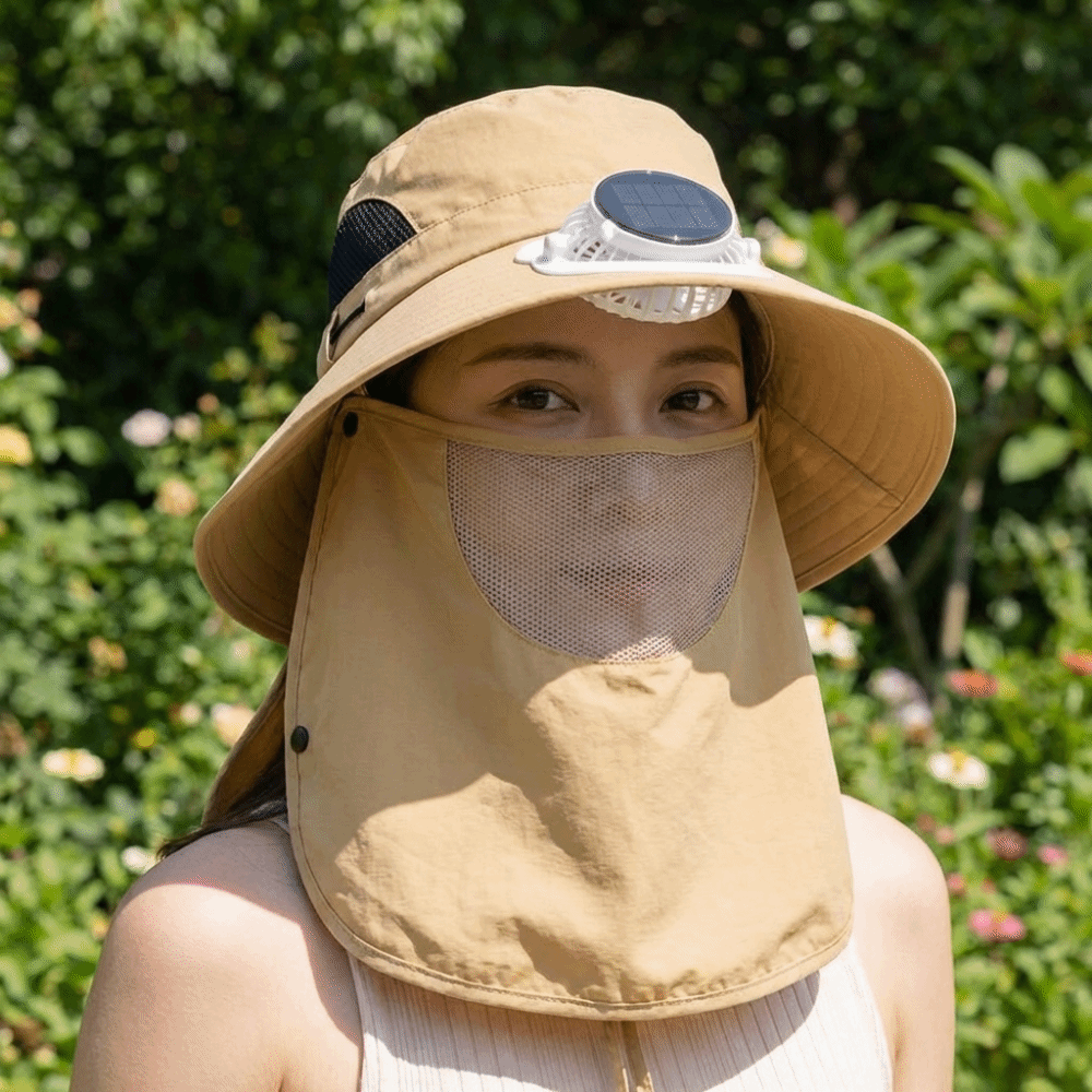 Fishing Hat - Sombrero con Ventilador Solar Recargable Portátil,